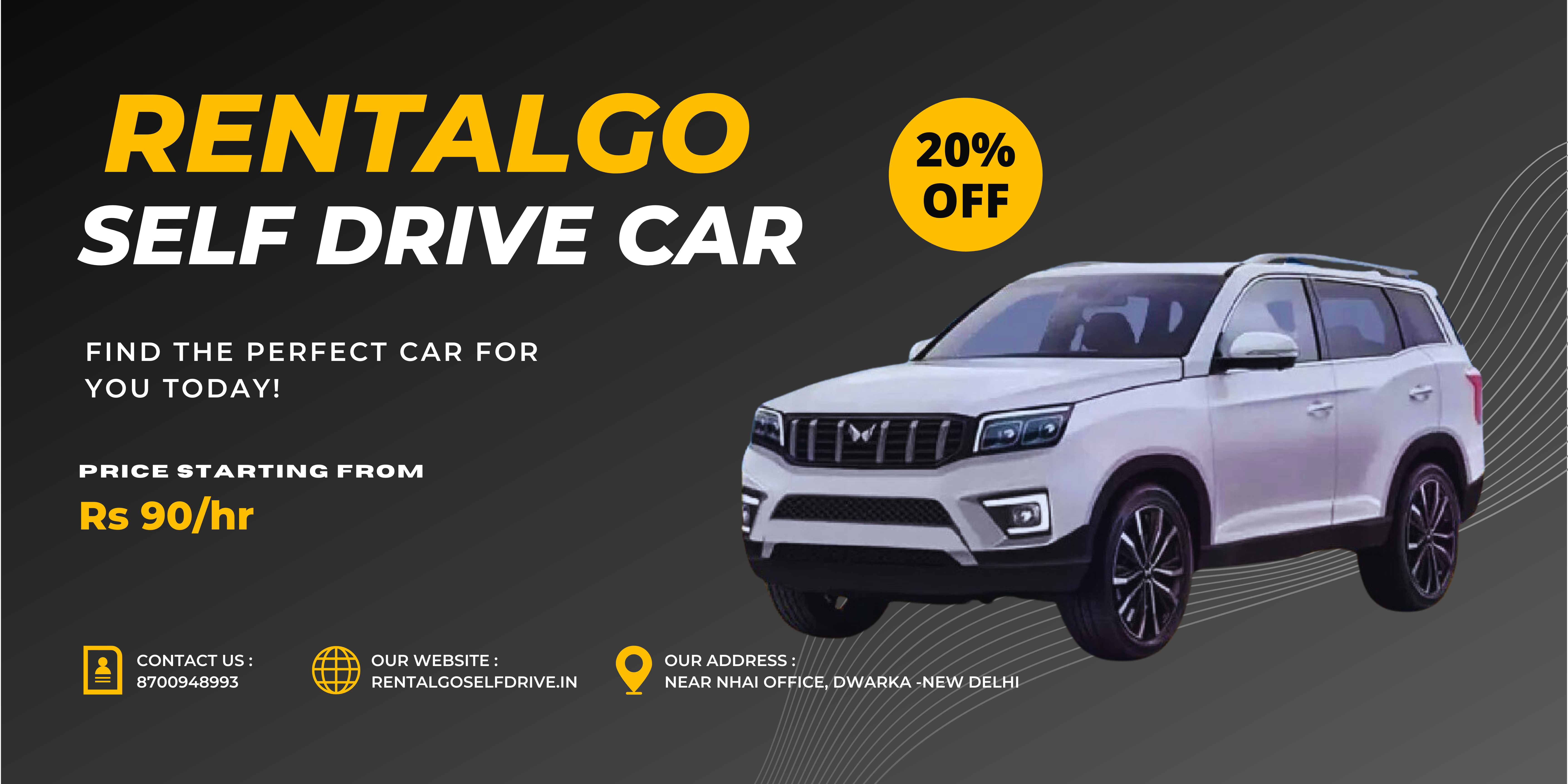 Black Modern Luxury Rent Car Banner